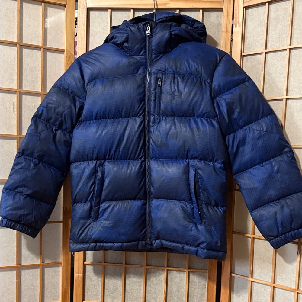 Polo by Ralph Lauren Navy Blue Kids Puffer Jacket with Hood